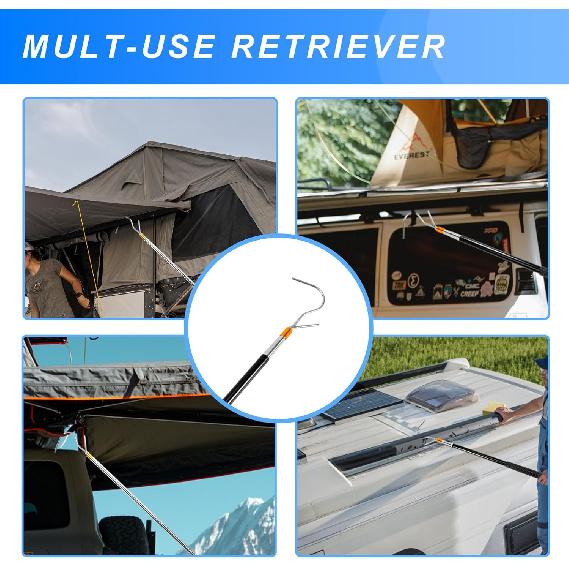 Telescopic RV Awning Opener Pole, Multi-Section Lockable, Extends 16"-60" For Campers, RV Awning Parts, Carefree Awning Parts, Ideal For Grabber,