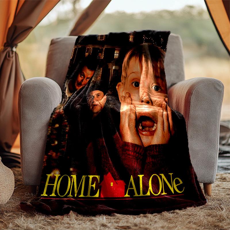Home Alone Flannel Blanket Soft Warm All-Season Throw, Design for Camping, Car Travel, Hiking Sofa, Bed, Office Perfect Gift for Parties