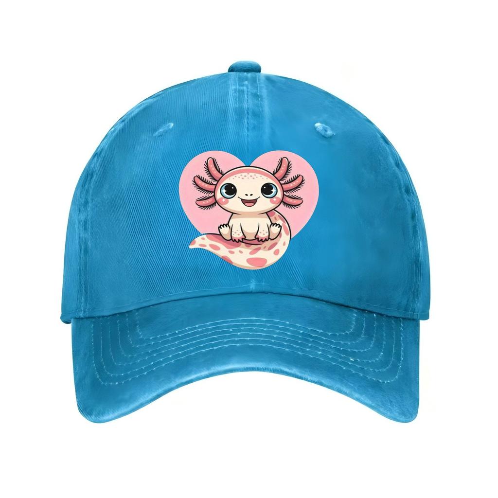 Cute Axolotl Heart Baseball Cap Adult Unisex Adjustable Cotton Casual Print Sun Protection