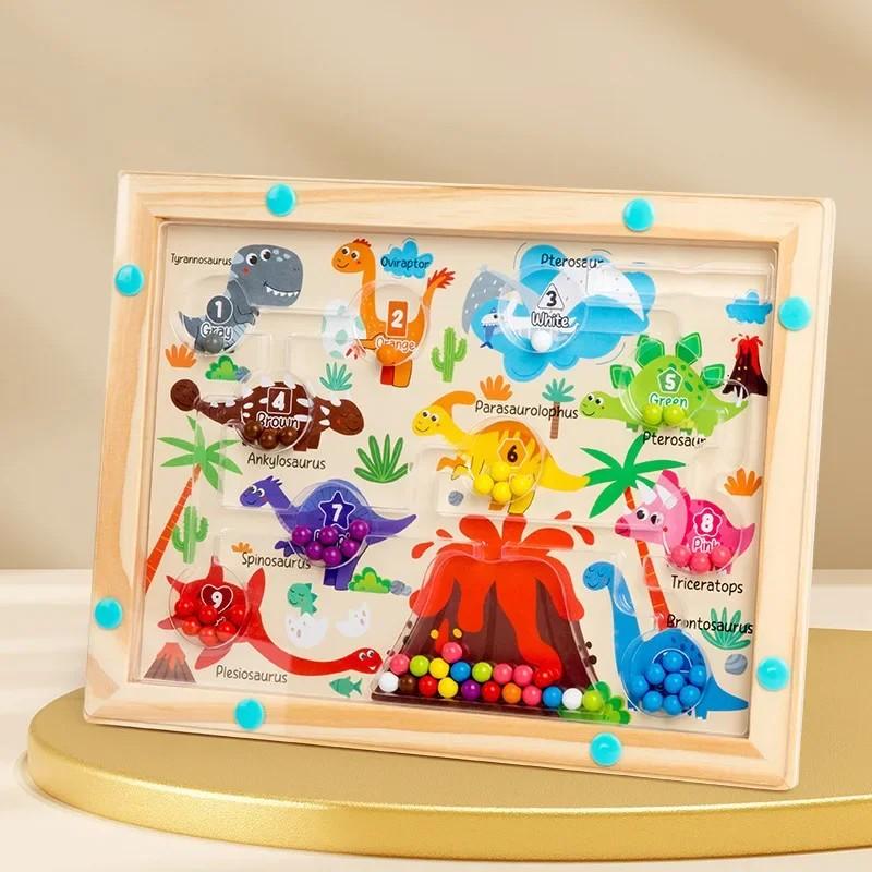 Montessori Magnetic Color Sorting Game Wooden Magnetic Pen Maze Set Enhances Attention And Motor Skills Puzzle Toys For Kids