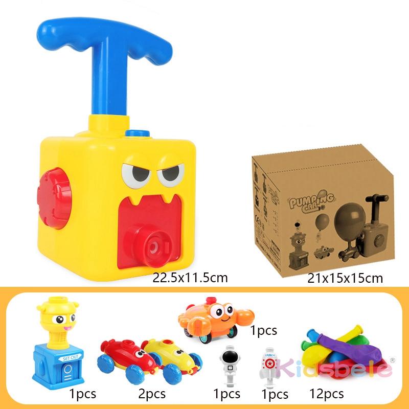 Indoor Outdoor Educational Toy Hand Pressed Air Powered Compressed Balloon Car Diy Toy Launcher Manual Pump Vehicle Party Gift