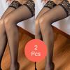Sexy Women's Flower Transparent Silk Stocking Female Black Slim Hosiery High Knee Cuff Tights Elastic Fashion High Stockings