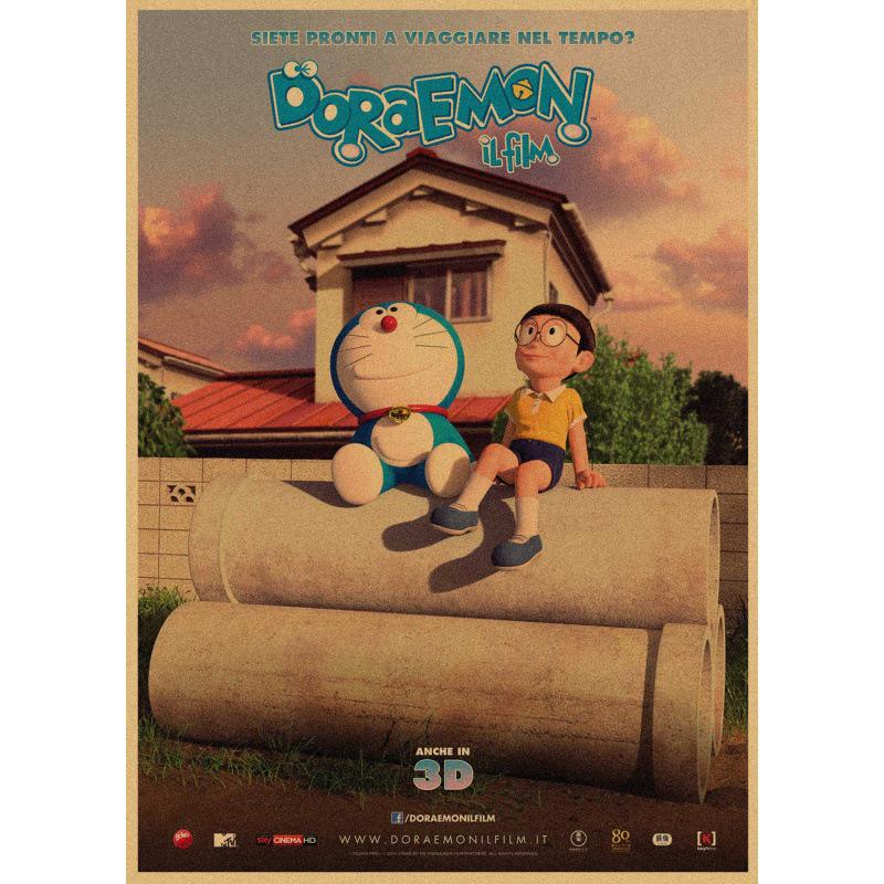 Vintage Doraemon Anime Poster - Free Shipping Retro Kraft Paper Wall Art 30X42cm Single Kraft Paper Poster Independent