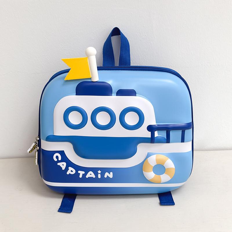 Eggshell Cute Backpack With Ship Printing Design For Preschool Children Use