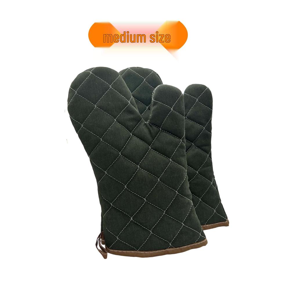 Extended Heat-Resistant Cotton Oven Gloves - Thickened for Kitchen, Microwave, Baking, and Anti-Scalding Protection