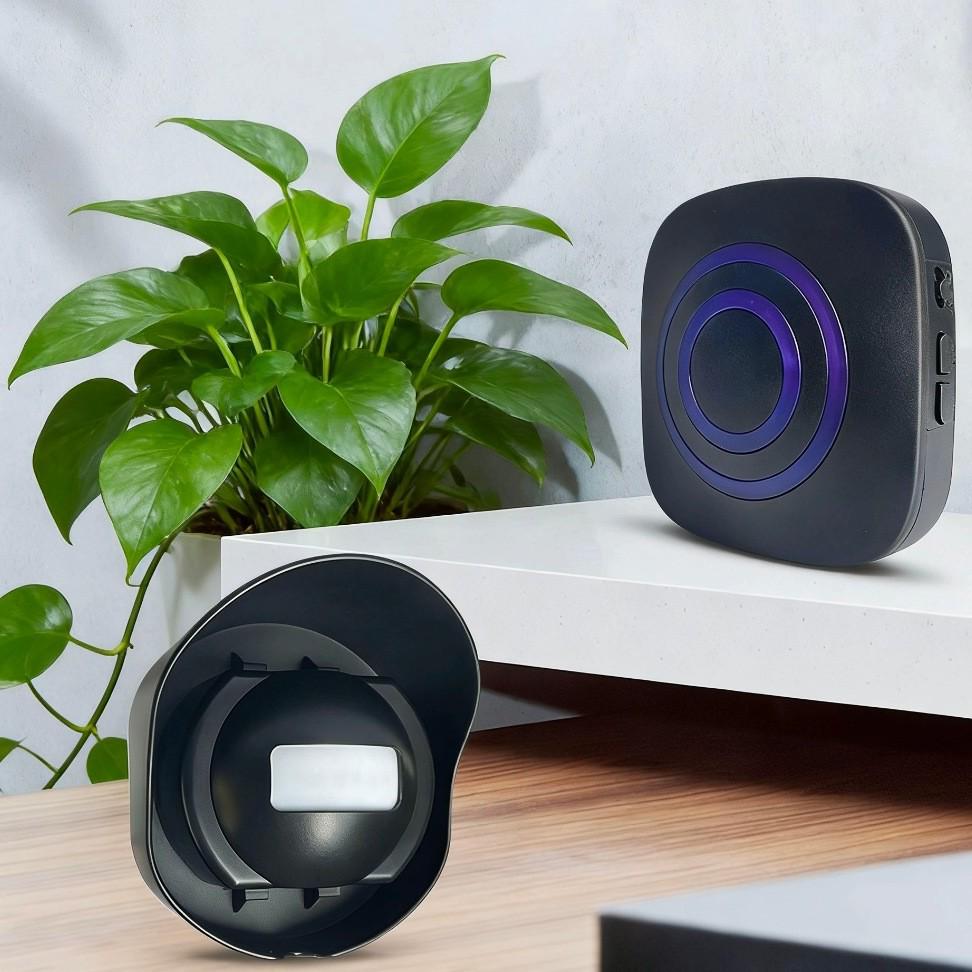 

Infrared Wireless Doorbell with Welcome Voice and Alarm Protection Two Transmitters One Receiver (UK Plug)