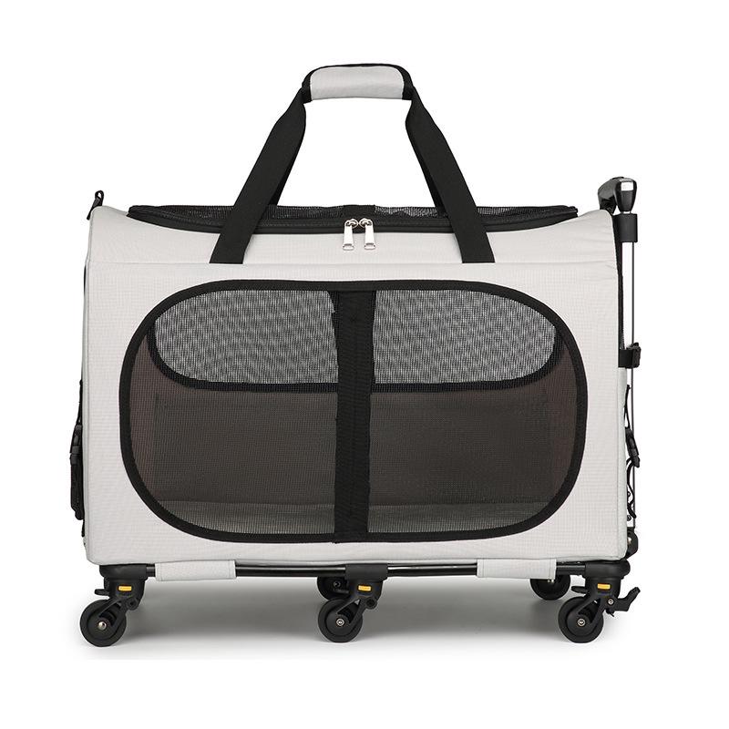 

Car pet trolley case out portable large capacity breathable two foldable pet bags (60 35 49.5cm) светло-серый