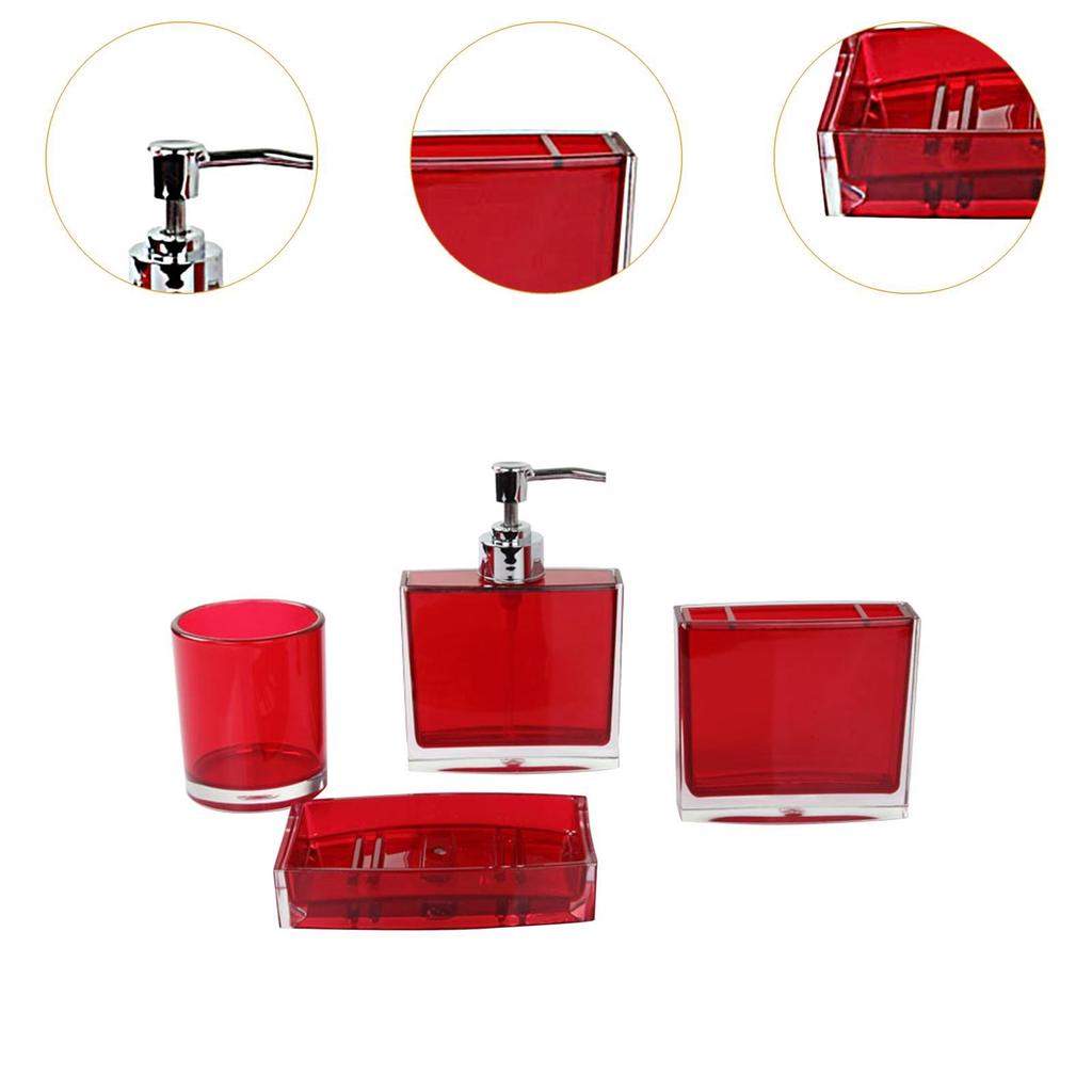 4 Pieces Soap Dispenser Portable Toothbrush Holder Bathroom Accessories Set Bathroom Organizer for Vanity Hotel Bathroom Decor