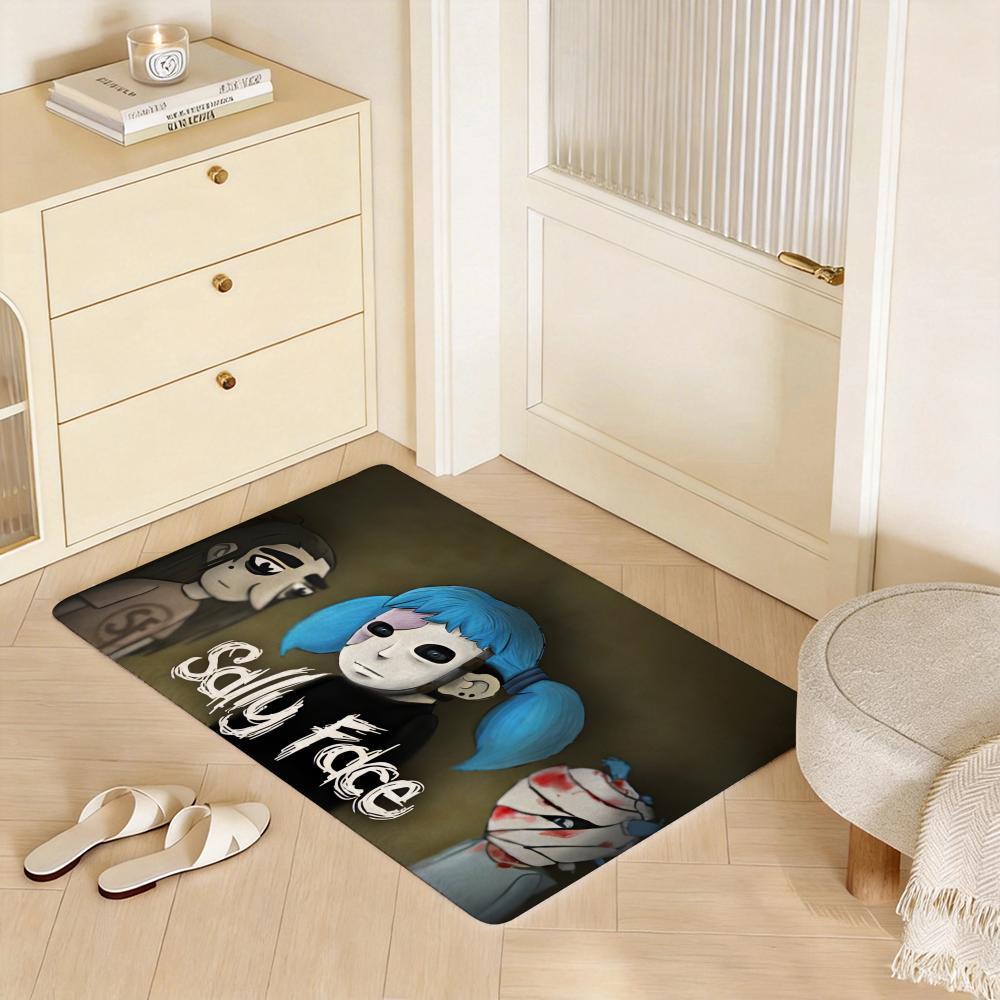 Characters Mystery Game Sally Face Floor Mat Eco Flannel Doormat Non Slip Odorless Indoor Floor Rug Soft Short Plush Home Mat