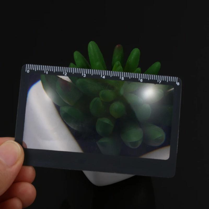 3X Magnifier Sheet with Scale Ultra-thin Reading Glass Fresnel Lens PVC Transparent Credit Card Size Book Page Magnification