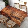 One durable polyester tablecloth with a vintage wood-grain pattern print, suitable for both indoor and outdoor use.