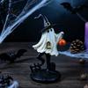 Hand Painted Resin Ghost Decor Halloween Figurine, Vintage Cute Holding Unique Gothic Room Accents Pumpkin Lantern Statue for Indoor Home Table
