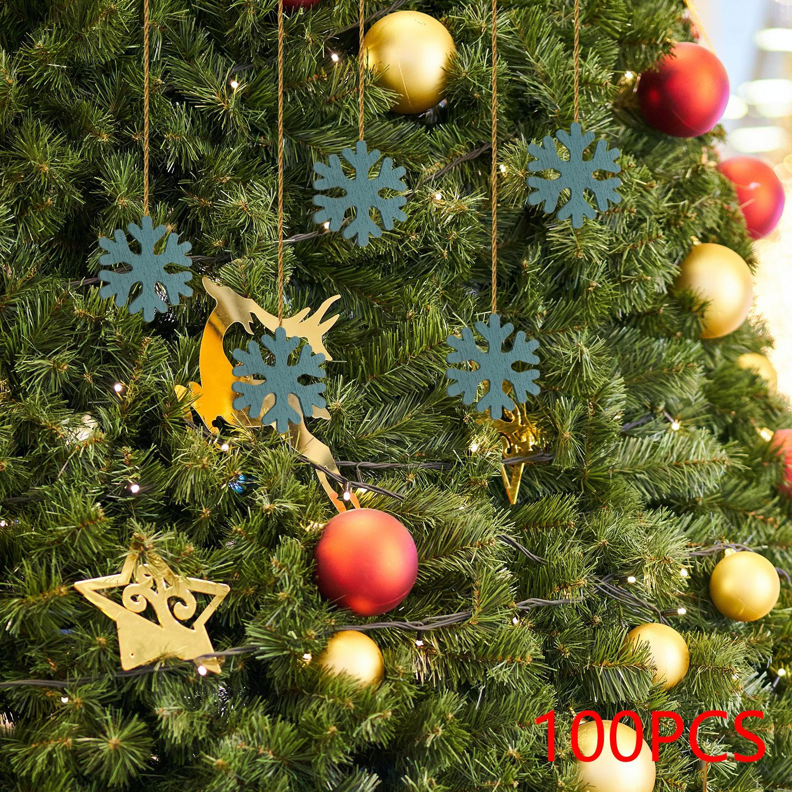 

100 шт., деревянные украшения в виде снежинок, рождественские подарки «сделай сам», 3 см, ломтики декора, ремесла зелёный