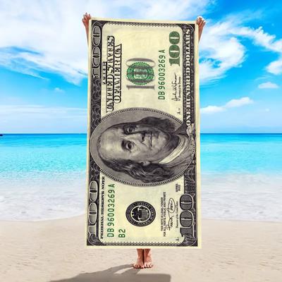 1pc A Soft Beach Towel with a US Dollar Pattern, Suitable for Swimming, Camping, Vacation, and Yoga Multifunctional Towels