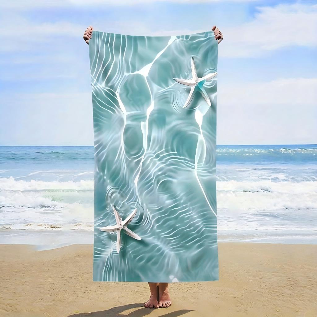 1pc Starfish Print Beach Towel Sun Protection Windproof Quick Dry Towel Portable Travel Blanket For Pool Camping Outdoor Vacatio