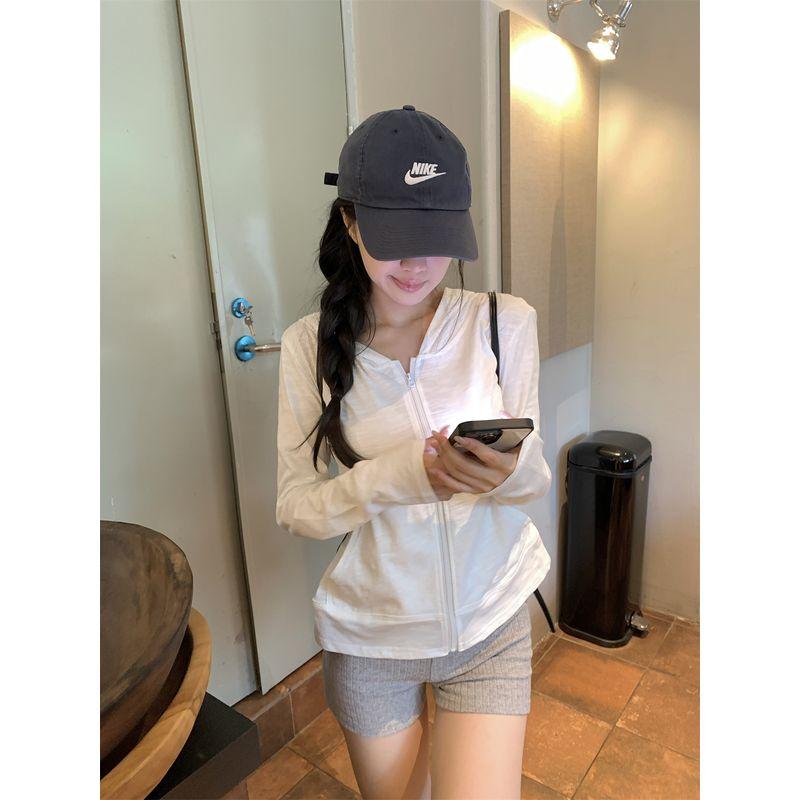 Kumikumi Idle Style All-Match Hood Zip-up Long sleeve Outerwear Women Autumn Loose Slimming Niche Age Reducing Top