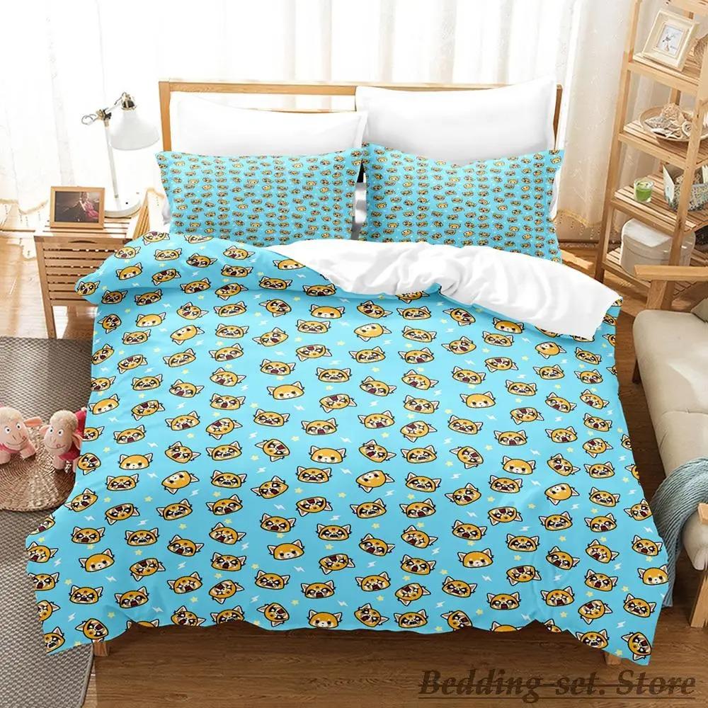 Aggretsuko Bedding Set Single Twin Full Queen King Size Bed Set Aldult Kid Bedroom Duvetcover Sets Anime Parure De Lit Bed