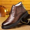 Fashion Men's Leather Shoes Business Lace-up Cotton Shoes Winter High Top Plus Velvet To Keep Warm Seniors Formal Men's Leather Shoes