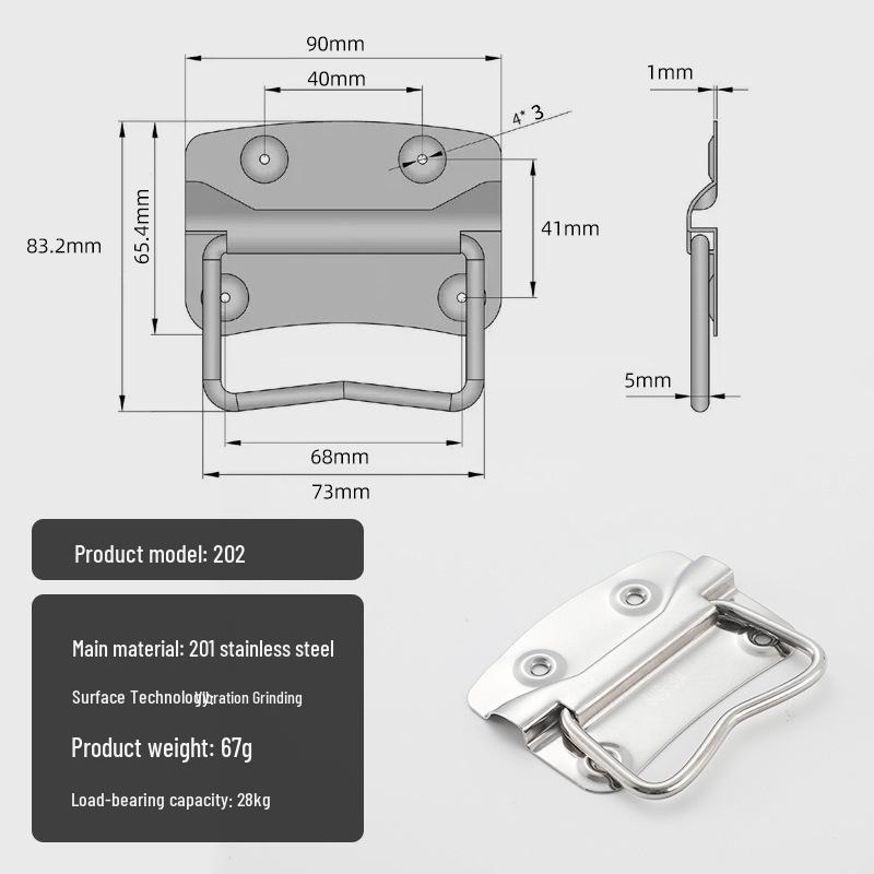 304 Stainless Steel Folding Ring Handle for Aviation or Industrial Aluminum Cases