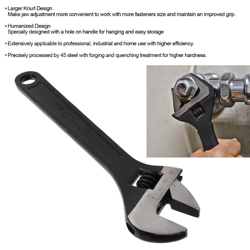 Adjustable Adjustable Wrench 45 Steel Open End Wrench New Black Oxide Wrench  General Maintenance