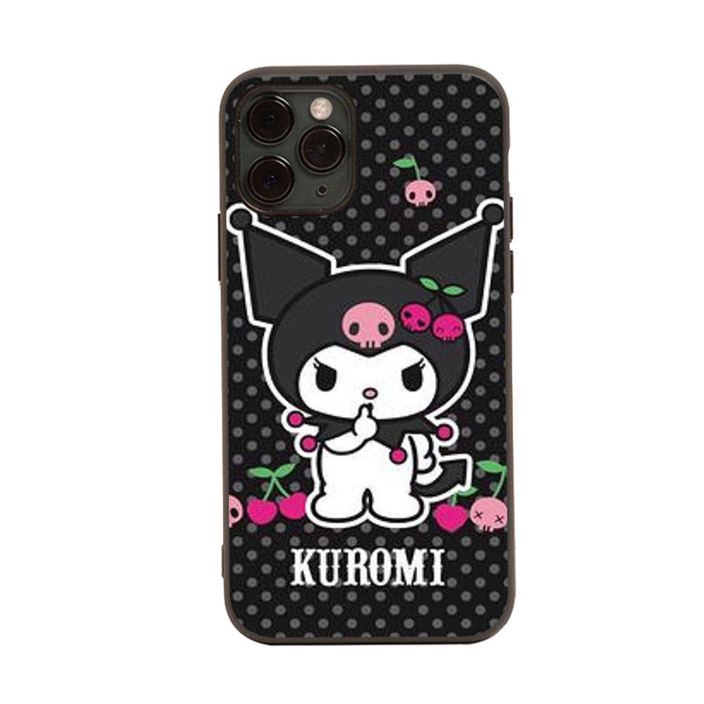 Custodia morbida nera Kuromi HK9 per iPhone 16 15 Plus 14 13 Pro 8 SE XR XS Max P30 Nova 5T Y5P Y6 Y7 Y8P Y9 Realme C30 C33 C31 VIVO Y36 V27