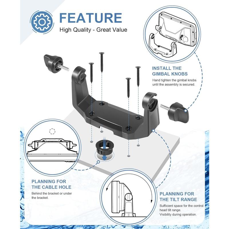 740143-1 Boat Gimbal Mount Bracket Kit Fit for Humminbird Helix-5 Series Fish Finder All Models