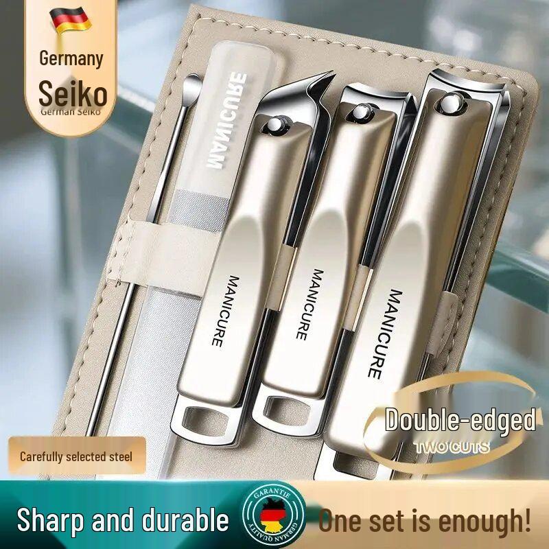 Gradient Color Nail Clippers Set: Four-Piece Rotating Bag with Large & Small Oblique Clippers