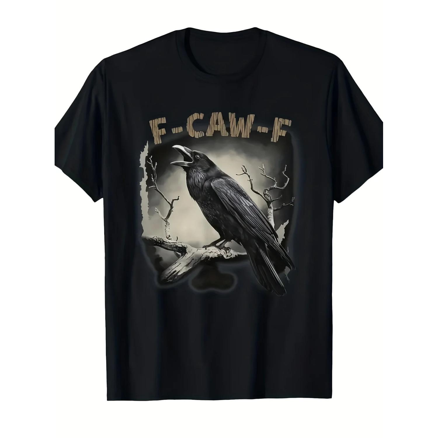 

Men s Fun Crow Pattern T-shirt - _F-CAW-F_ Laughing Bird Design T-shirt, Humorous Gift, Comedy Enthusiast S чёрный