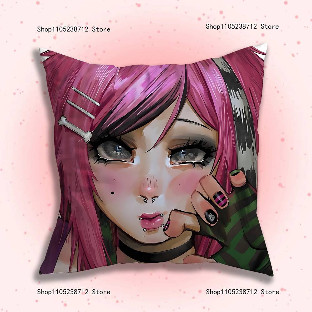 Emo Subculture Art Pillowcase Pillowslip Cushion Plush Boys Girls Cartoon Anime Kawaii Decoration Kids Birthday Cute Gifts