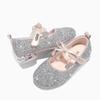 Girls Princess Shoes Children's Sparkling Shoes Autumn Soft Sole Little Girls Single Shoes Small High Heels Crystal Leather Shoes