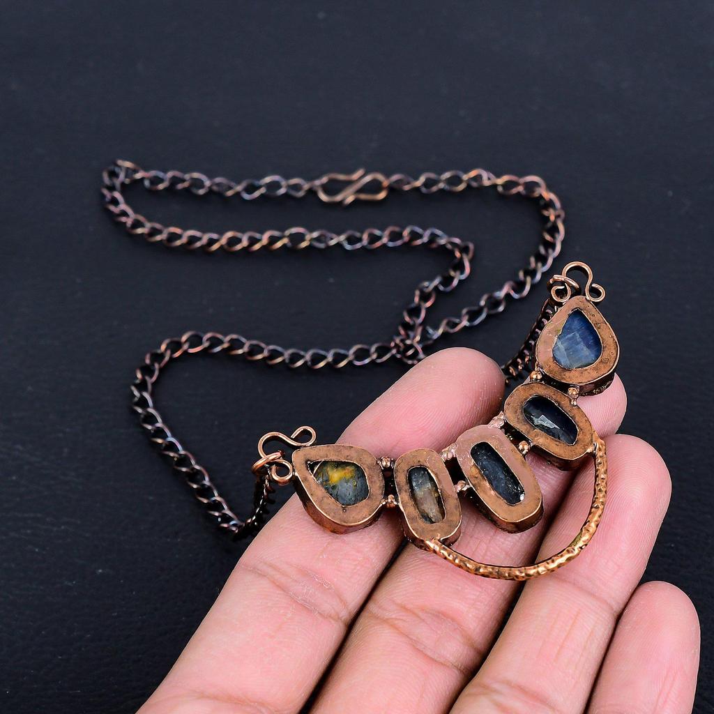 Kyanite Necklace, Gemstone Copper Electroformed Jewelry Necklace, Handmade Jewelry, For Anniversary Gift