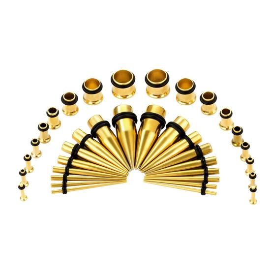 Kit 36 buc. conuri pentru dilatarea urechii, dilatatoare din oțel inoxidabil, bijuterii pentru piercing corporal
