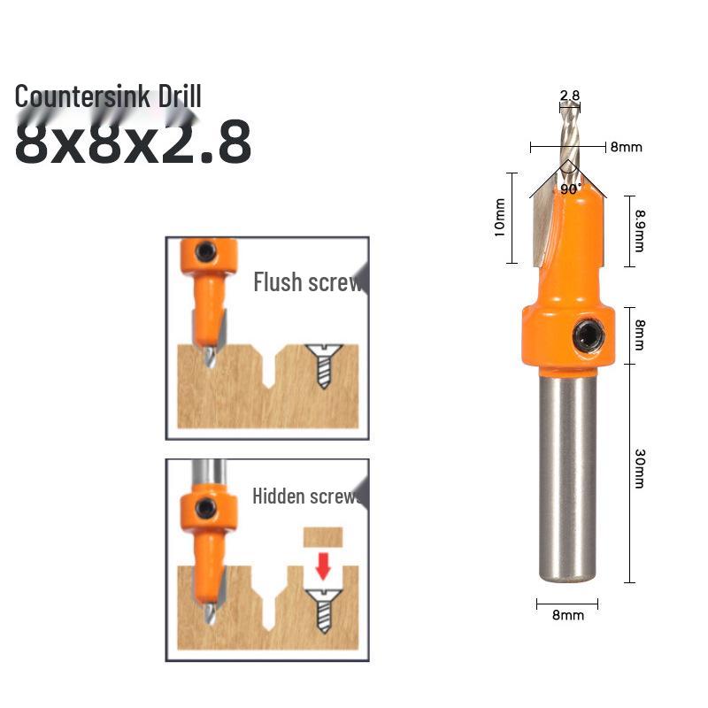Woodworking Alloy Head Countersink & Step Drill for Self-Tapping Screws