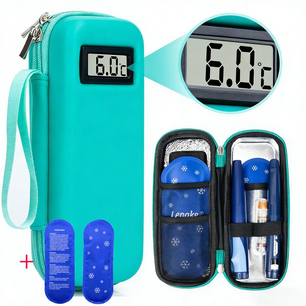 Insulin Cooler Travel Case with Thermometer Display Waterproof Medicine Organizer Bag Insulin Cooling Bag for Diabetics
