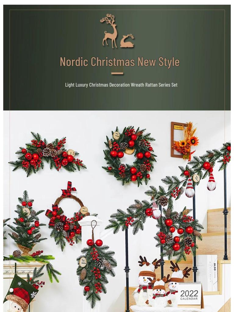 Slavnostní parohový dveřní a nástěnný věnec pro vánoční dekorace