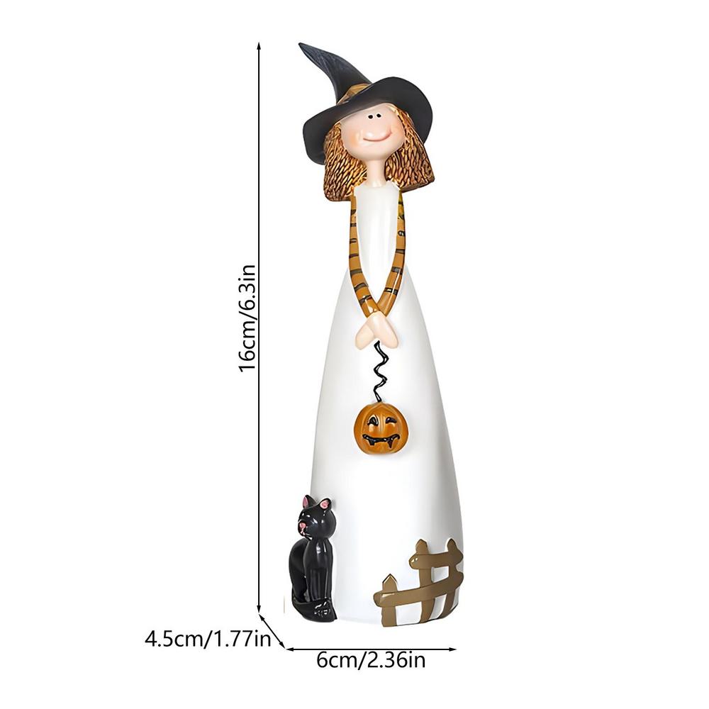 Halloween Witch Decoration Resin Crafts,Witch Hat,Cat,Ghost, Crow and Pumpkin Decor Figurines for Holiday and Party Ornaments