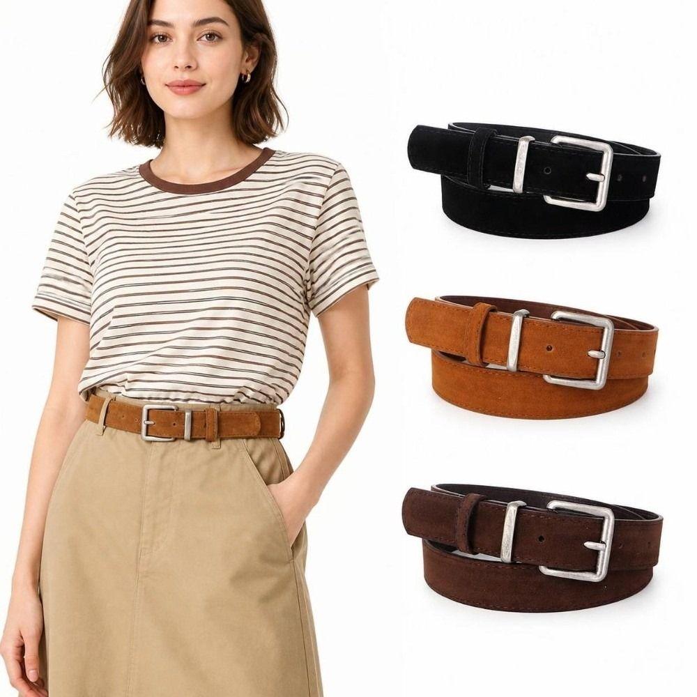 Alloy Buckle Suede Belt Vintage Style Decorative Belt Vintage Waist Belt  Jeans Pants Skirts