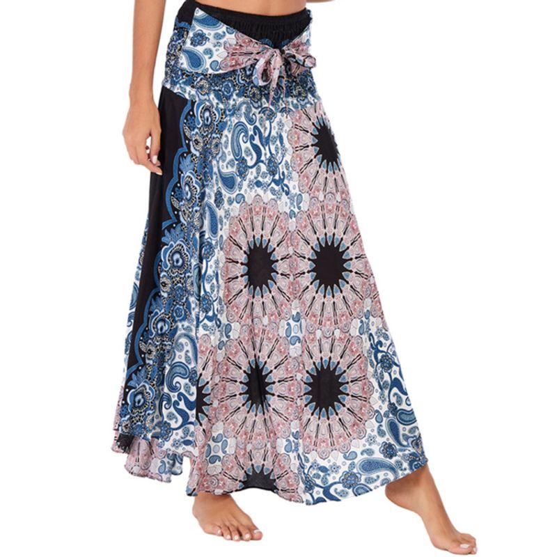 

Printed Strap High Waist Large Swing Skirt Printed Lace up High Waist Swing Dress S01101 Mandala White All yards