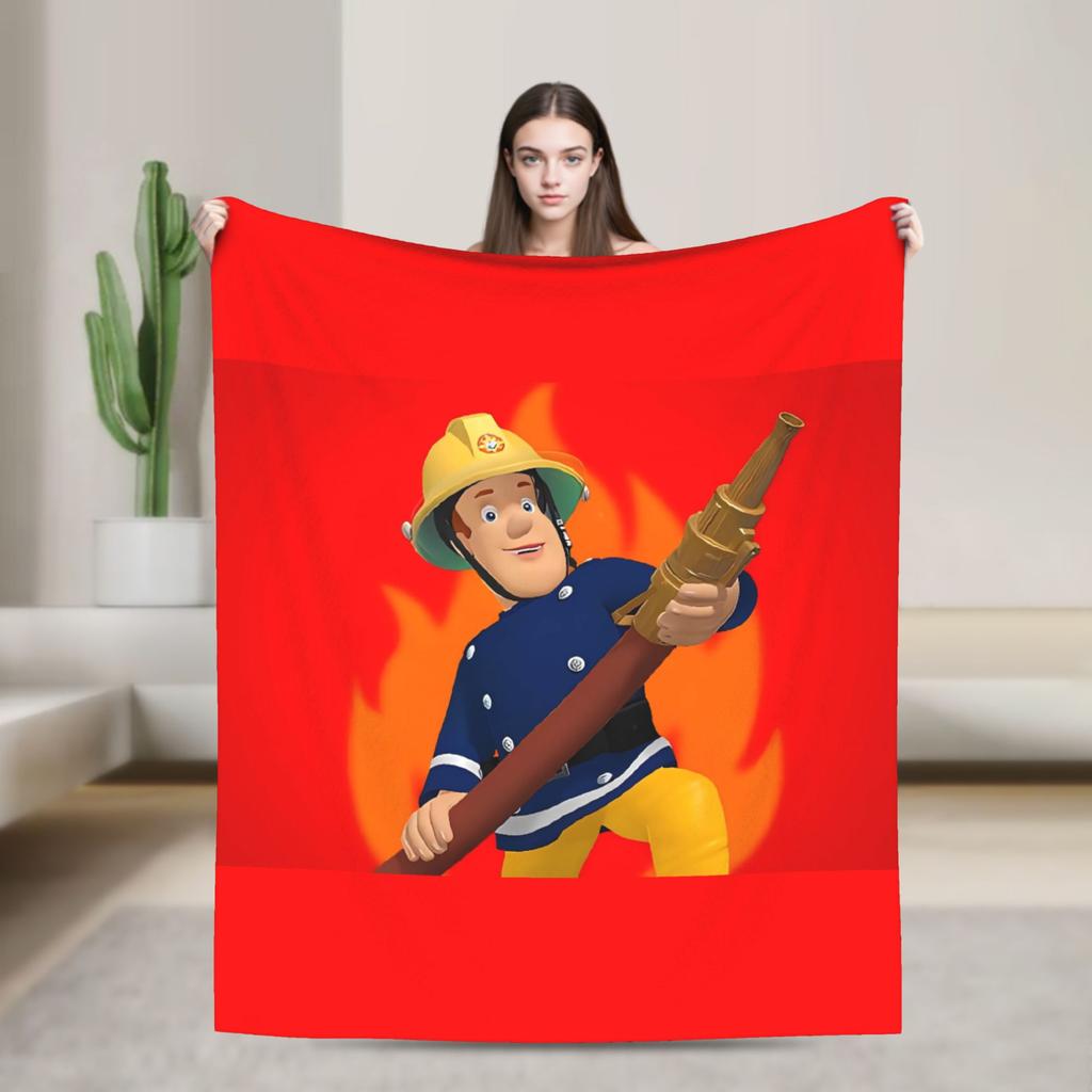 Firemans Sams Flannel Blanket Winter  Super Warm Throw Blanket for Girls Boys Outdoor Pattern Bedspread Sofa Bed Cover