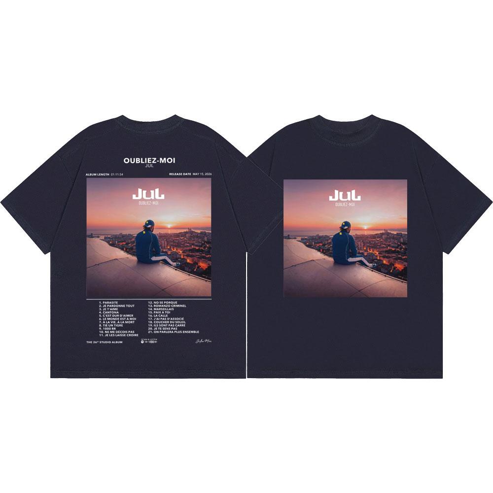 Rapper Jul Oubliez Moi Album Poster Graphic T Shirts Men Women Fashion Hip Hop Short Sleeve T-shirts Summer Casual Loose T-shirt