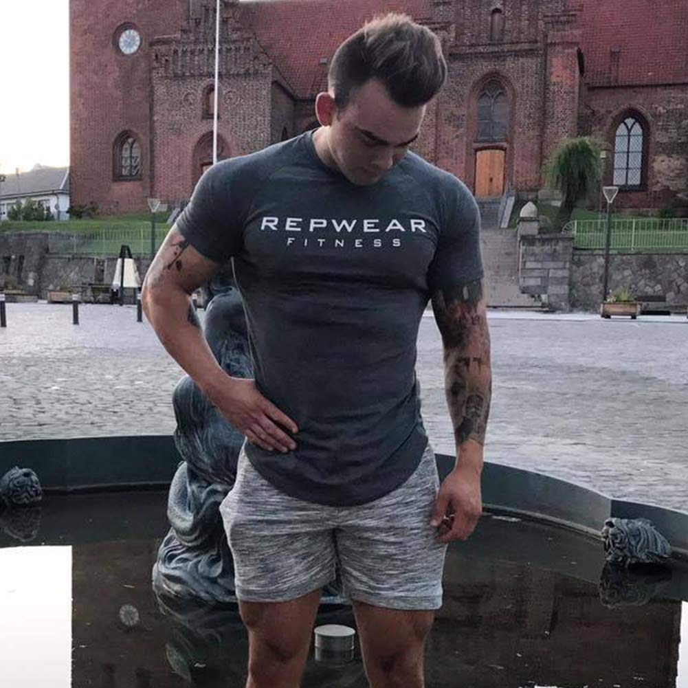 MECH-ENG Men's Training Wear T-Shirt, Short Sleeve, 2-Pack, Stretch Sports Shirts for Strength Training and Fitness, Black + White, XL