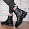 Men's Genuine Leather Casual Shoes Winter High Top Oxford Shoes Thick Sole Fleece Commuting Hiking Men's Ankle Boots Lace Up