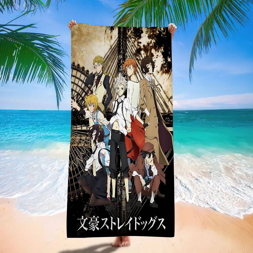 Cute Anime Bungo Stray Dogs Microfiber Blanket Quick Drying Beach Towels Oversized Printing Super Absorbent Pool Towel Blanket