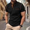Pánské ležérní tričko Henley s krátkým rukávem, rychleschnoucí, jednobarevné
