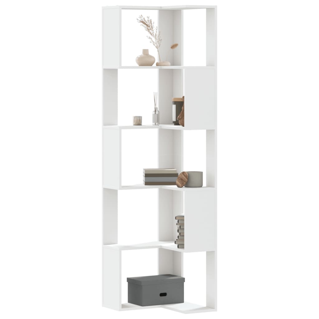 vidaXL Eck-Bücherregal 5 Böden Weiß 50x50x179 cm Holzwerkstoff weiß
