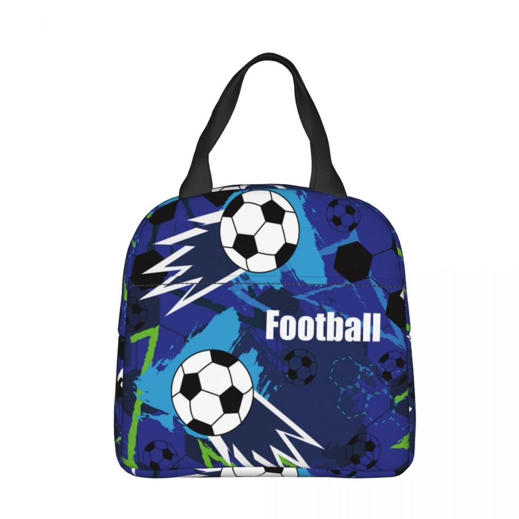 Cartoon Soccer Ball Football Insulated Lunch Bag Thermal Bag Reusable High Capacity Lunch Box Tote Food Bag Beach Outdoor
