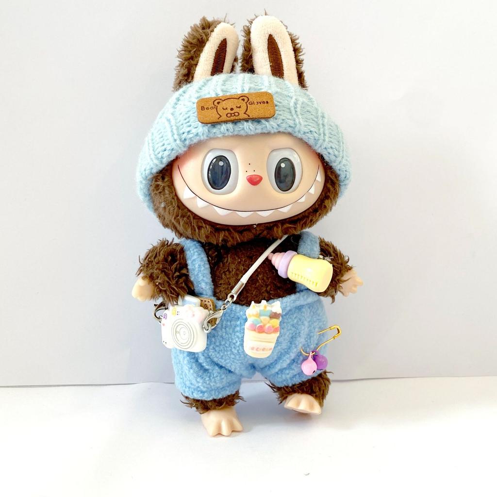 17cm Labubu Puppenkleidungsset Vollständiges Outfit mit Hut Schuhen Accessoires für Mini-Puppe Partyspiel Kultivieren Sitzende Spielzeuge Geschenke