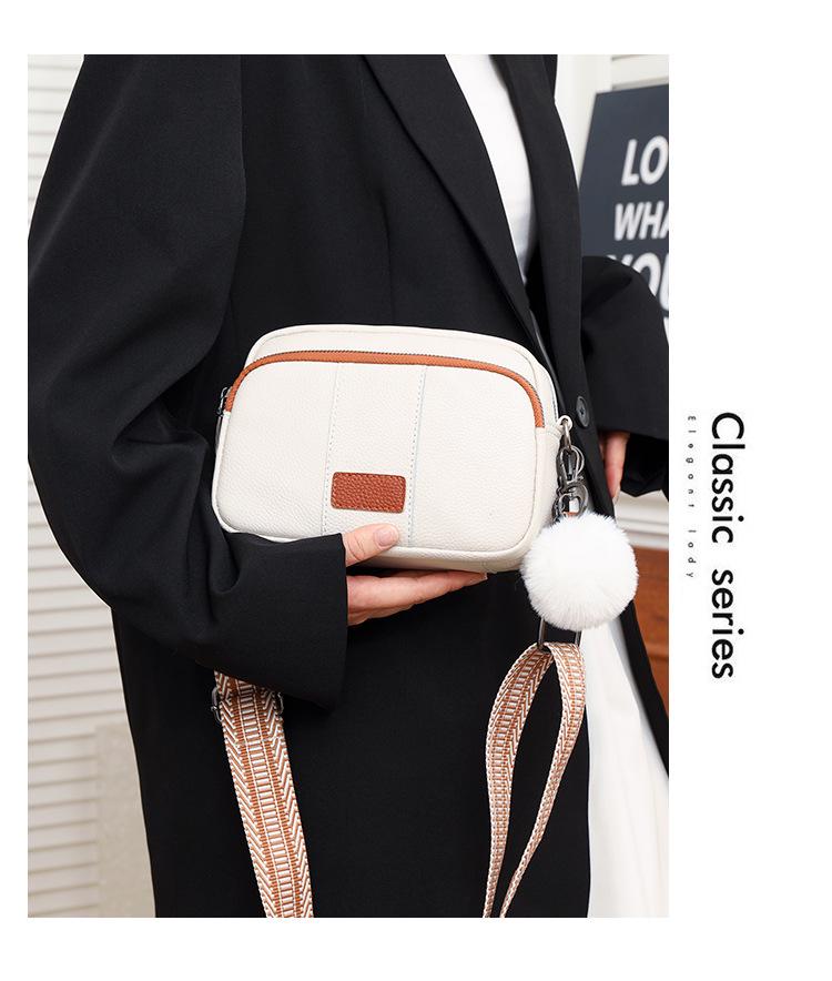 Women's Genuine Leather Shoulder & Crossbody Bag - Fashionable Solid Color, Small Square Design