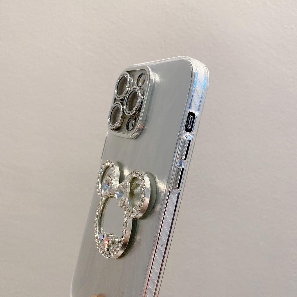 Fine Hole Feather Yarn Suitable for Apple 15 Protective Cover 13 Mickey Mirror 14 Iphone11pro Mobile Phone Case 16