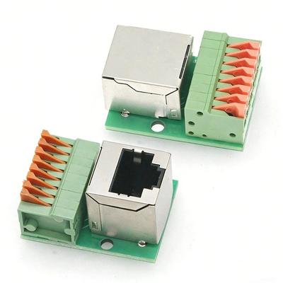 1Pcs  RJ45 Network Port Terminal Block Welding Free Data Adapter Board Female Socket Guide Rail Installation Terminals Connector